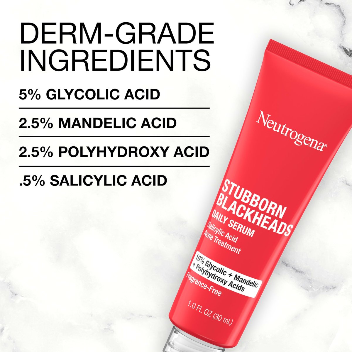 Neutrogena Stubborn Blackheads Daily Acne Facial Serum – Salicylic Acid, Glycolic Acid, Polyhydroxy & Mandelic Acids, Oil-Free, 1 fl. oz Avelisse