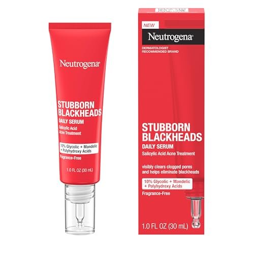Neutrogena Stubborn Blackheads Daily Acne Facial Serum – Salicylic Acid, Glycolic Acid, Polyhydroxy & Mandelic Acids, Oil-Free, 1 fl. oz Avelisse