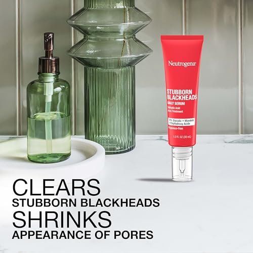 Neutrogena Stubborn Blackheads Daily Acne Facial Serum – Salicylic Acid, Glycolic Acid, Polyhydroxy & Mandelic Acids, Oil-Free, 1 fl. oz Avelisse