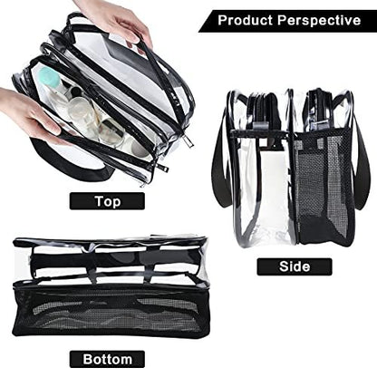 Auseibeely Clear Toiletry Bag for Women Men, Portable Large Travel Makeup Bag, Waterproof & Draining Transparent Cosmetic Bag, Carry On Airport Airline Compliant Bag Avelisse
