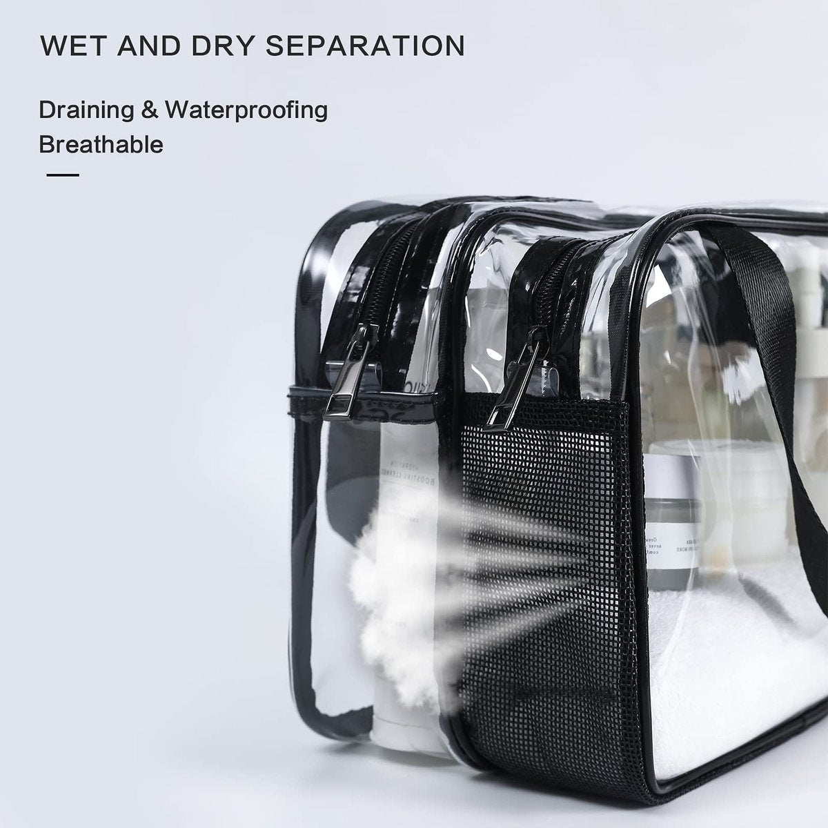Auseibeely Clear Toiletry Bag for Women Men, Portable Large Travel Makeup Bag, Waterproof & Draining Transparent Cosmetic Bag, Carry On Airport Airline Compliant Bag Avelisse
