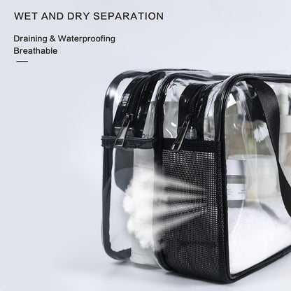 Auseibeely Clear Toiletry Bag for Women Men, Portable Large Travel Makeup Bag, Waterproof & Draining Transparent Cosmetic Bag, Carry On Airport Airline Compliant Bag Avelisse