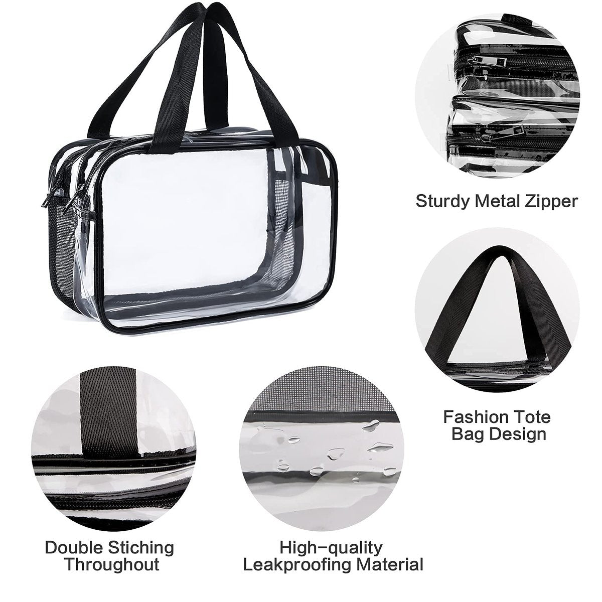 Auseibeely Clear Toiletry Bag for Women Men, Portable Large Travel Makeup Bag, Waterproof & Draining Transparent Cosmetic Bag, Carry On Airport Airline Compliant Bag Avelisse