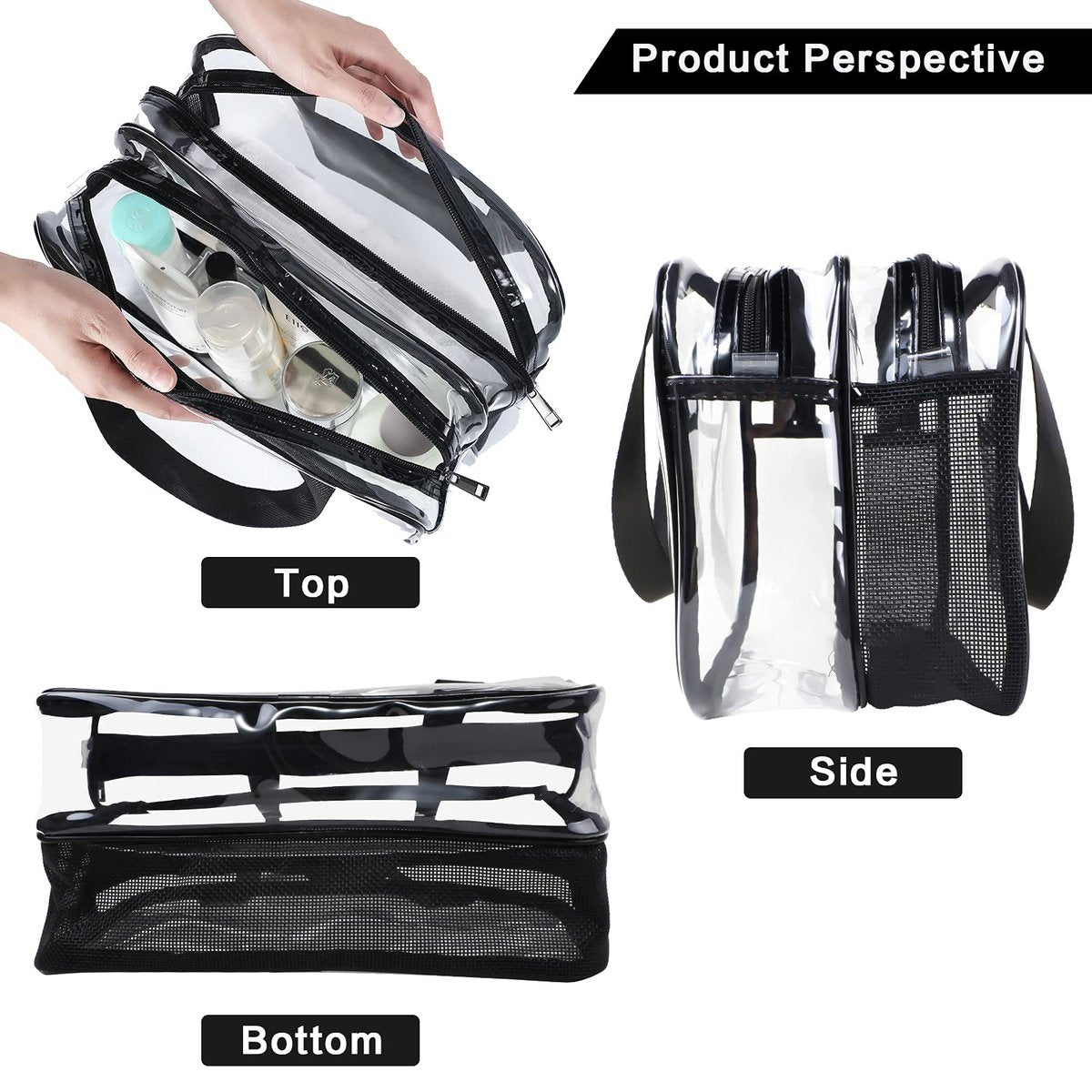 Auseibeely Clear Toiletry Bag for Women Men, Portable Large Travel Makeup Bag, Waterproof & Draining Transparent Cosmetic Bag, Carry On Airport Airline Compliant Bag Avelisse