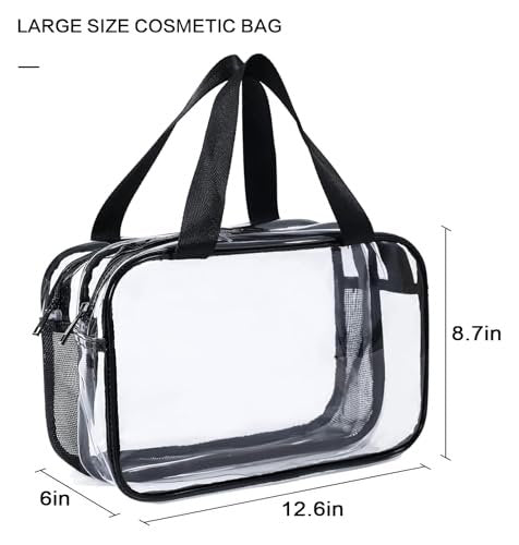 Auseibeely Clear Toiletry Bag for Women Men, Portable Large Travel Makeup Bag, Waterproof & Draining Transparent Cosmetic Bag, Carry On Airport Airline Compliant Bag Avelisse