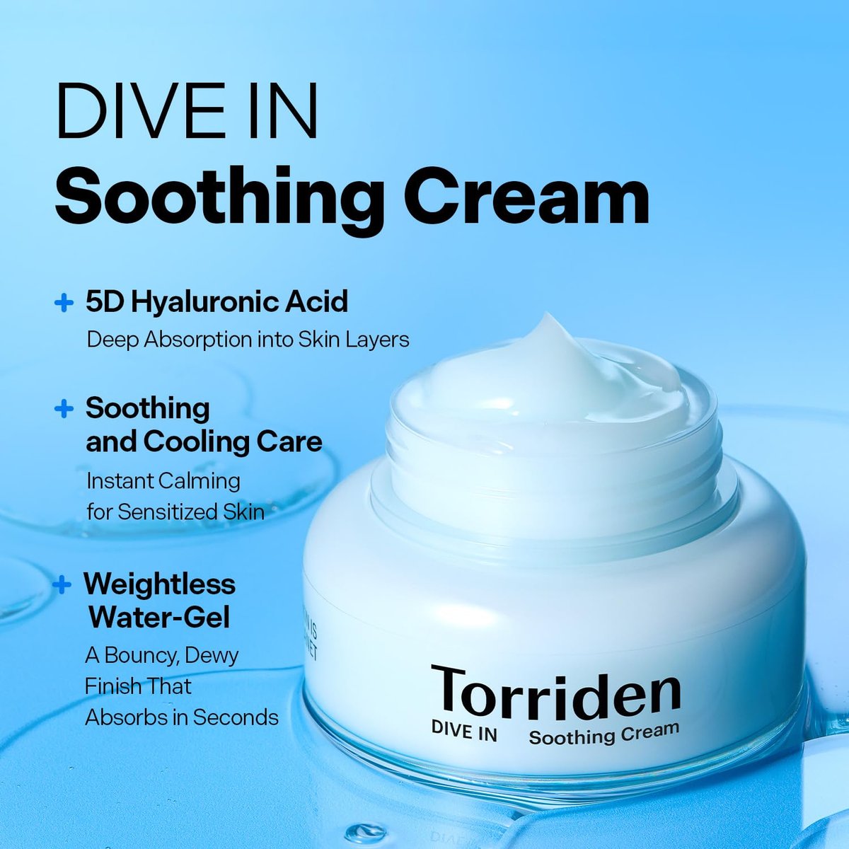 Torriden DIVE IN Hyaluronic Acid Soothing Cream 100ml – Hydrating Face Moisturizer for Sensitive & Dry Skin Avelisse
