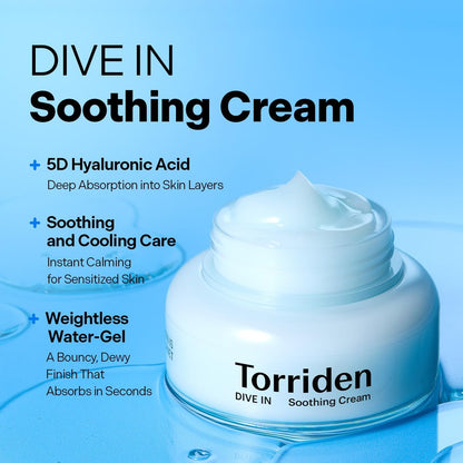 Torriden DIVE IN Hyaluronic Acid Soothing Cream 100ml – Hydrating Face Moisturizer for Sensitive & Dry Skin Avelisse