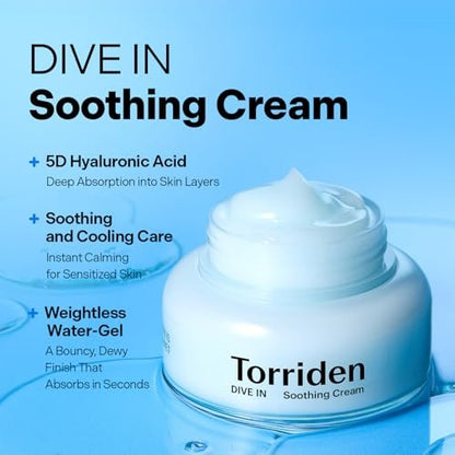 Torriden DIVE IN Hyaluronic Acid Soothing Cream 100ml – Hydrating Face Moisturizer for Sensitive & Dry Skin Avelisse
