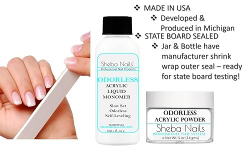 Sheba Nails State Board Sealed Odorless Nail Acrylic Basic Kit - Clear 2 Piece Set Avelisse