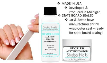 Sheba Nails State Board Sealed Odorless Nail Acrylic Basic Kit - Clear 2 Piece Set Avelisse