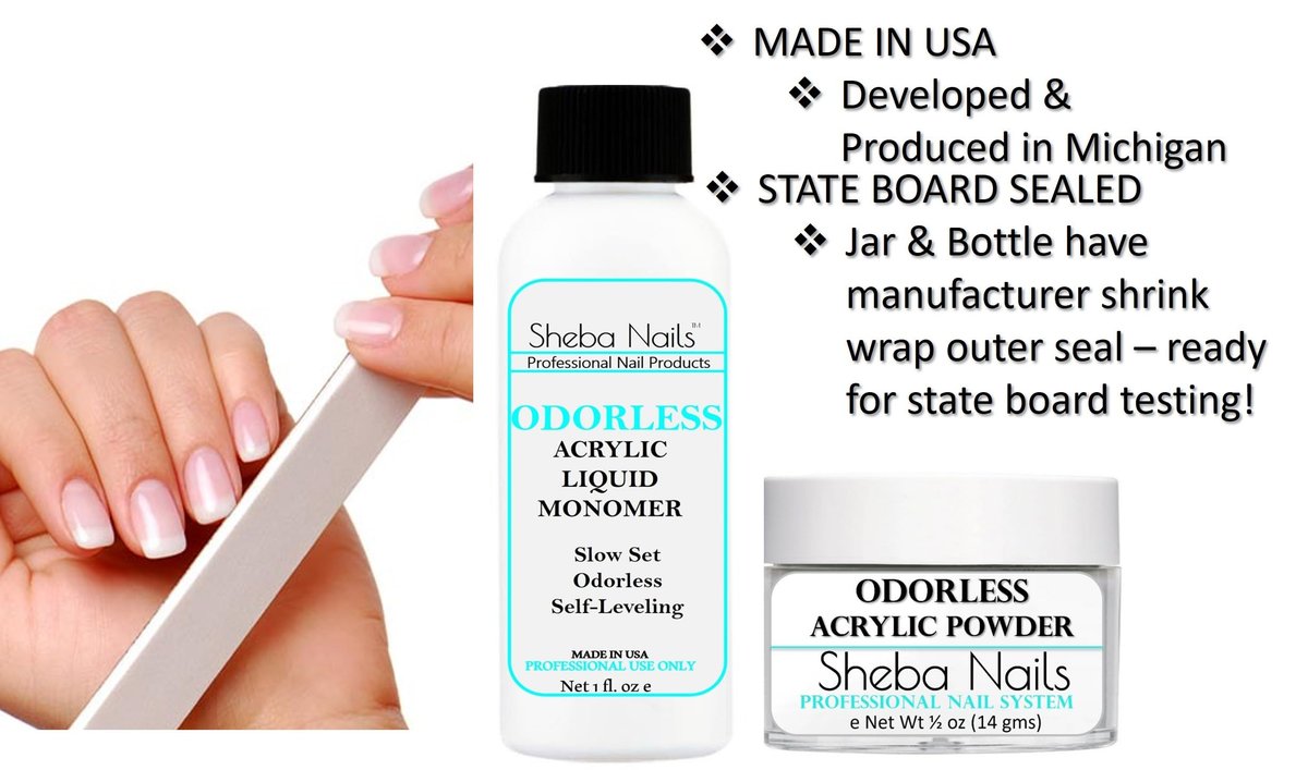 Sheba Nails State Board Sealed Odorless Nail Acrylic Basic Kit - Clear 2 Piece Set Avelisse