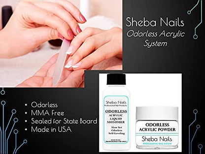 Sheba Nails State Board Sealed Odorless Nail Acrylic Basic Kit - Clear 2 Piece Set Avelisse
