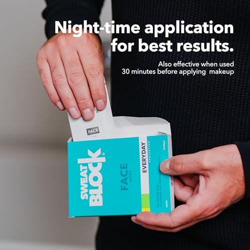 SweatBlock Antiperspirant Face Wipes for Men & Women – 15 Count – Clinically Tested to Control Oily Skin, Reduce Shine & Facial Perspiration with Vitamin E Avelisse