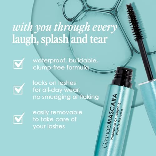 GrandeMASCARA Waterproof Conditioning Peptide Mascara - Buildable Volume & Length, Clump-Free, Lash & Extension Friendly - Black (0.20 oz) - görsel 6