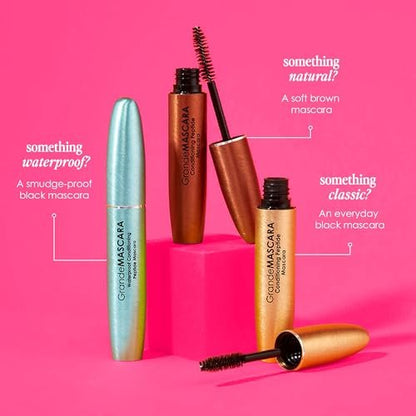 GrandeMASCARA Waterproof Conditioning Peptide Mascara - Buildable Volume & Length, Clump-Free, Lash & Extension Friendly - Black (0.20 oz)