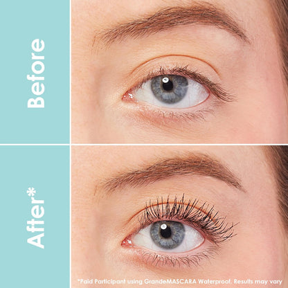 GrandeMASCARA Waterproof Conditioning Peptide Mascara - Buildable Volume & Length, Clump-Free, Lash & Extension Friendly - Black (0.20 oz)