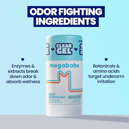Megababe Beachy Pits Daily Deodorant - Fresh Scent, 2.6 oz Stick, Aluminum-Free Avelisse