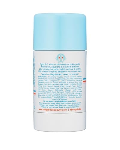 Megababe Beachy Pits Daily Deodorant - Fresh Scent, 2.6 oz Stick, Aluminum-Free Avelisse