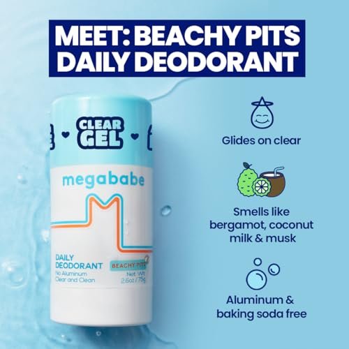 Megababe Beachy Pits Daily Deodorant - Fresh Scent, 2.6 oz Stick, Aluminum-Free Avelisse