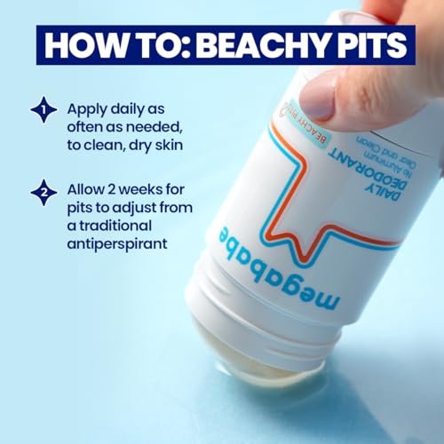 Megababe Beachy Pits Daily Deodorant - Fresh Scent, 2.6 oz Stick, Aluminum-Free Avelisse