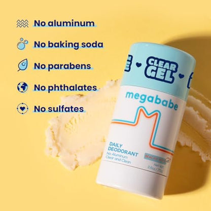 Megababe Beachy Pits Daily Deodorant - Fresh Scent, 2.6 oz Stick, Aluminum-Free Avelisse