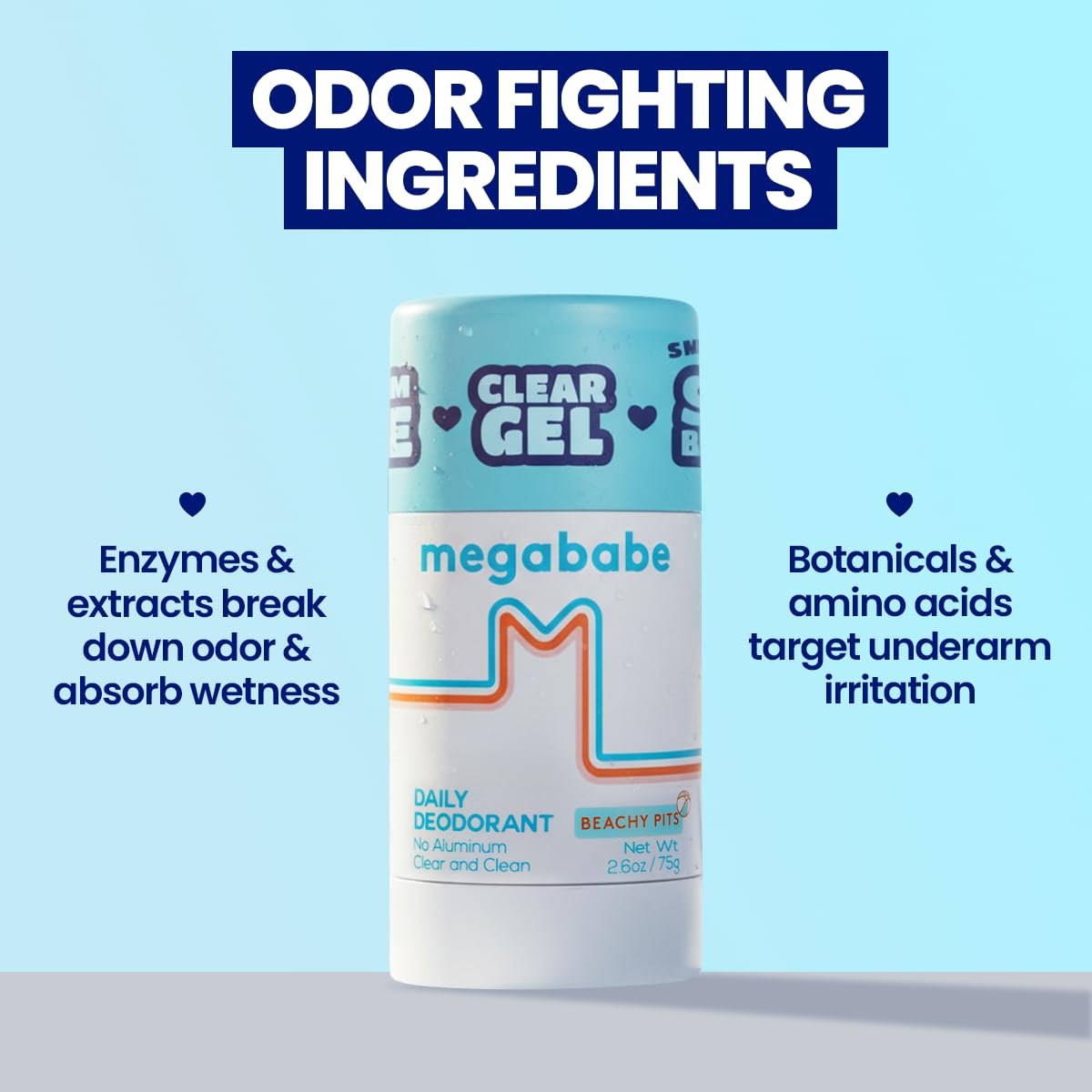 Megababe Beachy Pits Daily Deodorant - Fresh Scent, 2.6 oz Stick, Aluminum-Free Avelisse