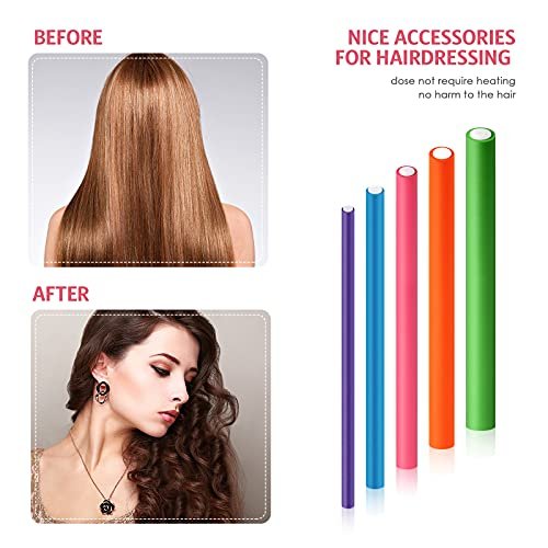 Tigeen 96-Piece Flexible Curling Rods - No Heat Foam Hair Rollers with 2 Rat Tail Combs, 9.45 Inch, Multi Size & Color Avelisse