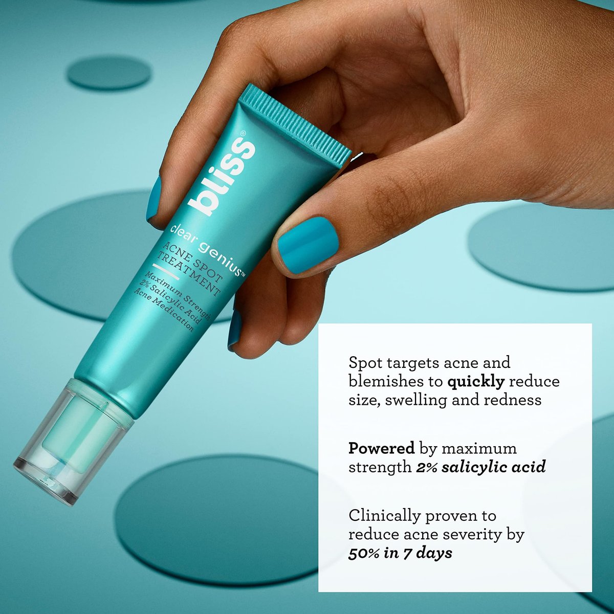 Bliss Clear Genius Acne Spot Treatment – Maximum Strength 2% Salicylic Acid, Shrinks Blemishes, Clean & Vegan, 0.5 Fl Oz Avelisse
