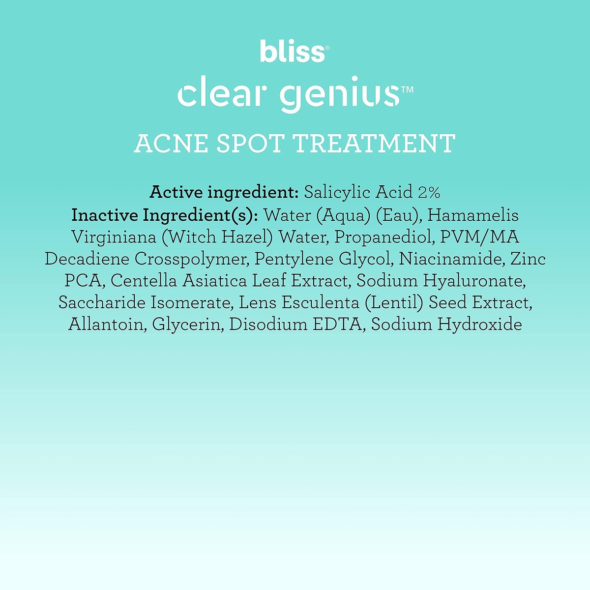 Bliss Clear Genius Acne Spot Treatment – Maximum Strength 2% Salicylic Acid, Shrinks Blemishes, Clean & Vegan, 0.5 Fl Oz Avelisse