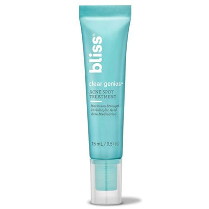 Bliss Clear Genius Acne Spot Treatment – Maximum Strength 2% Salicylic Acid, Shrinks Blemishes, Clean & Vegan, 0.5 Fl Oz Avelisse