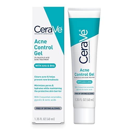 CeraVe Acne Control Gel with 2% Salicylic Acid, Glycolic Acid, Lactic Acid & Niacinamide - 1.35 Fl Oz Avelisse