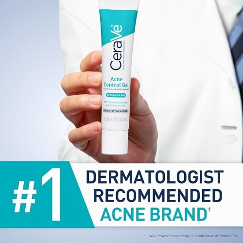 CeraVe Acne Control Gel with 2% Salicylic Acid, Glycolic Acid, Lactic Acid & Niacinamide - 1.35 Fl Oz Avelisse