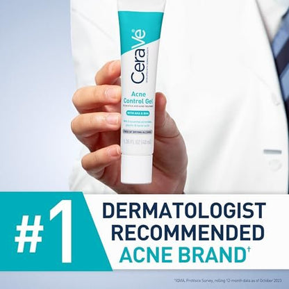 CeraVe Acne Control Gel with 2% Salicylic Acid, Glycolic Acid, Lactic Acid & Niacinamide - 1.35 Fl Oz Avelisse