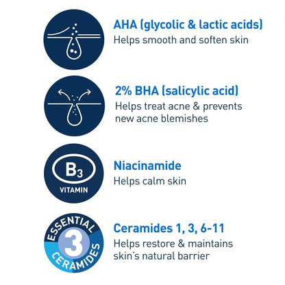 CeraVe Acne Control Gel with 2% Salicylic Acid, Glycolic Acid, Lactic Acid & Niacinamide - 1.35 Fl Oz Avelisse