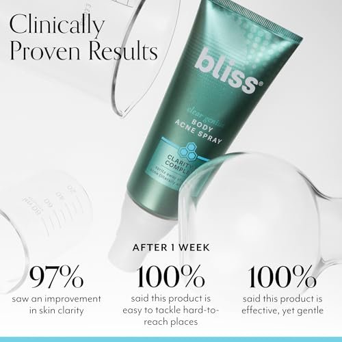 Bliss Clear Genius Body Acne Spray - Maximum Strength 2% Salicylic Acid & Niacinamide - 3.5 Fl Oz - Targets & Prevents Body Breakouts - Vegan & Cruelty-Free Avelisse
