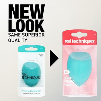 Real Techniques Miracle Airblend Sponge - Latex-Free Makeup Blending Sponge for Liquid, Cream & Powder Products
