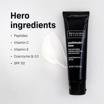 Revision Skincare Intellishade Clear SPF 50 – Anti-Aging Sunscreen & Oil-Free Daily Moisturizer with Peptides & Vitamin C, Invisible Broad-Spectrum SPF 50, 1.7 oz Avelisse