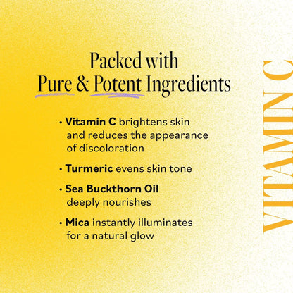 Derma E Vitamin C Glow Face Oil - Brightening & Nourishing Facial Oil with Turmeric, Seabuckthorn & Red Raspberry, 1 Fl Oz