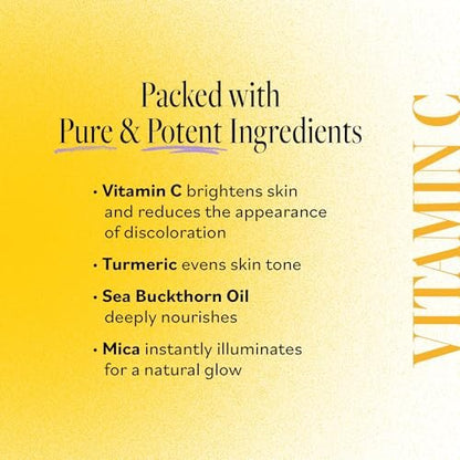 Derma E Vitamin C Glow Face Oil - Brightening & Nourishing Facial Oil with Turmeric, Seabuckthorn & Red Raspberry, 1 Fl Oz