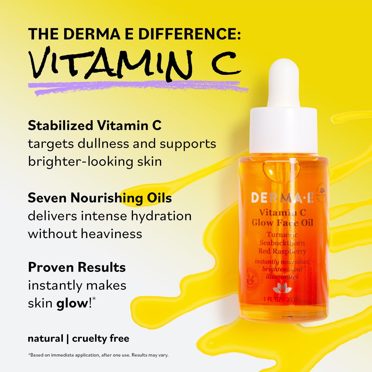 Derma E Vitamin C Glow Face Oil - Brightening & Nourishing Facial Oil with Turmeric, Seabuckthorn & Red Raspberry, 1 Fl Oz - görsel 11