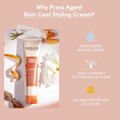 Mizani Press Agent Raincoat Styling Cream - Heat Protection & Moisture for Dry, Frizzy Hair with Argan Oil - 5 Fl Oz Avelisse