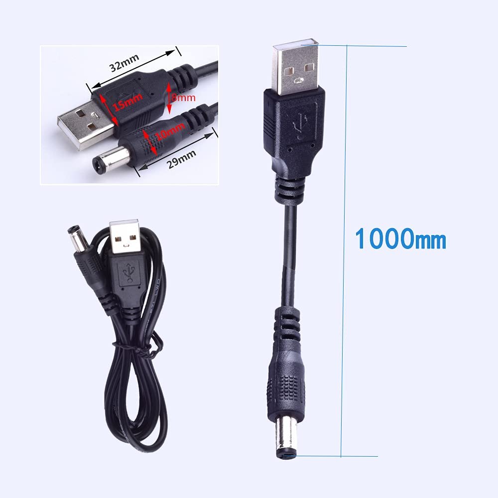 5V USB Power Cord Replacement Charger Adapter - Compatible with Electric Shavers, Hair Clippers, Purifiers, Lamps - 5521 DC Plug, 9-Piece Set - görsel 11