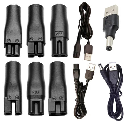 5V USB Power Cord Replacement Charger Adapter - Compatible with Electric Shavers, Hair Clippers, Purifiers, Lamps - 5521 DC Plug, 9-Piece Set
