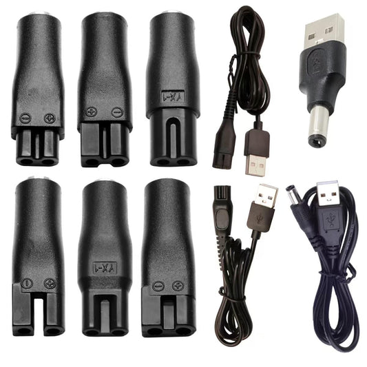 5V USB Power Cord Replacement Charger Adapter - Compatible with Electric Shavers, Hair Clippers, Purifiers, Lamps - 5521 DC Plug, 9-Piece Set