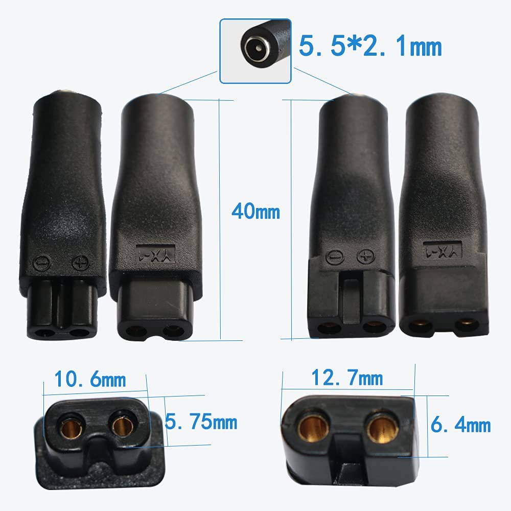 5V USB Power Cord Replacement Charger Adapter - Compatible with Electric Shavers, Hair Clippers, Purifiers, Lamps - 5521 DC Plug, 9-Piece Set - görsel 5