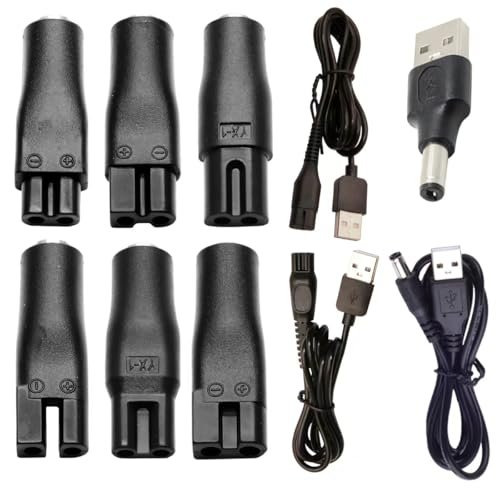 5V USB Power Cord Replacement Charger Adapter - Compatible with Electric Shavers, Hair Clippers, Purifiers, Lamps - 5521 DC Plug, 9-Piece Set - görsel 2