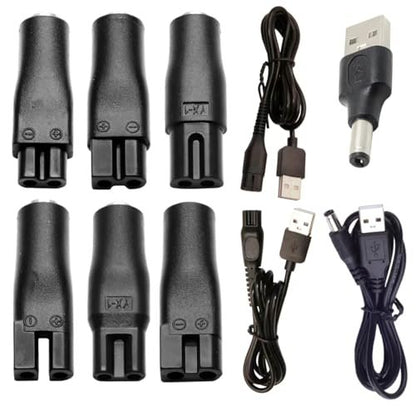 5V USB Power Cord Replacement Charger Adapter - Compatible with Electric Shavers, Hair Clippers, Purifiers, Lamps - 5521 DC Plug, 9-Piece Set
