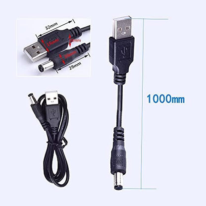 5V USB Power Cord Replacement Charger Adapter - Compatible with Electric Shavers, Hair Clippers, Purifiers, Lamps - 5521 DC Plug, 9-Piece Set