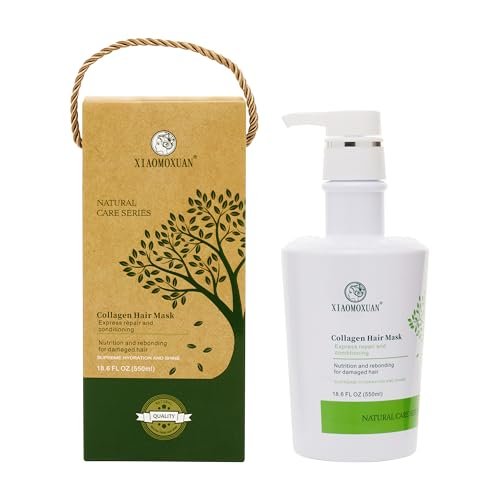 Organic Plant-Based Collagen Hair Mask with Tea Tree Oil for Dry Damaged, Frizzy Hair - Split End Repair, Hydrating & Strengthening (18.6 Fl Oz) Avelisse