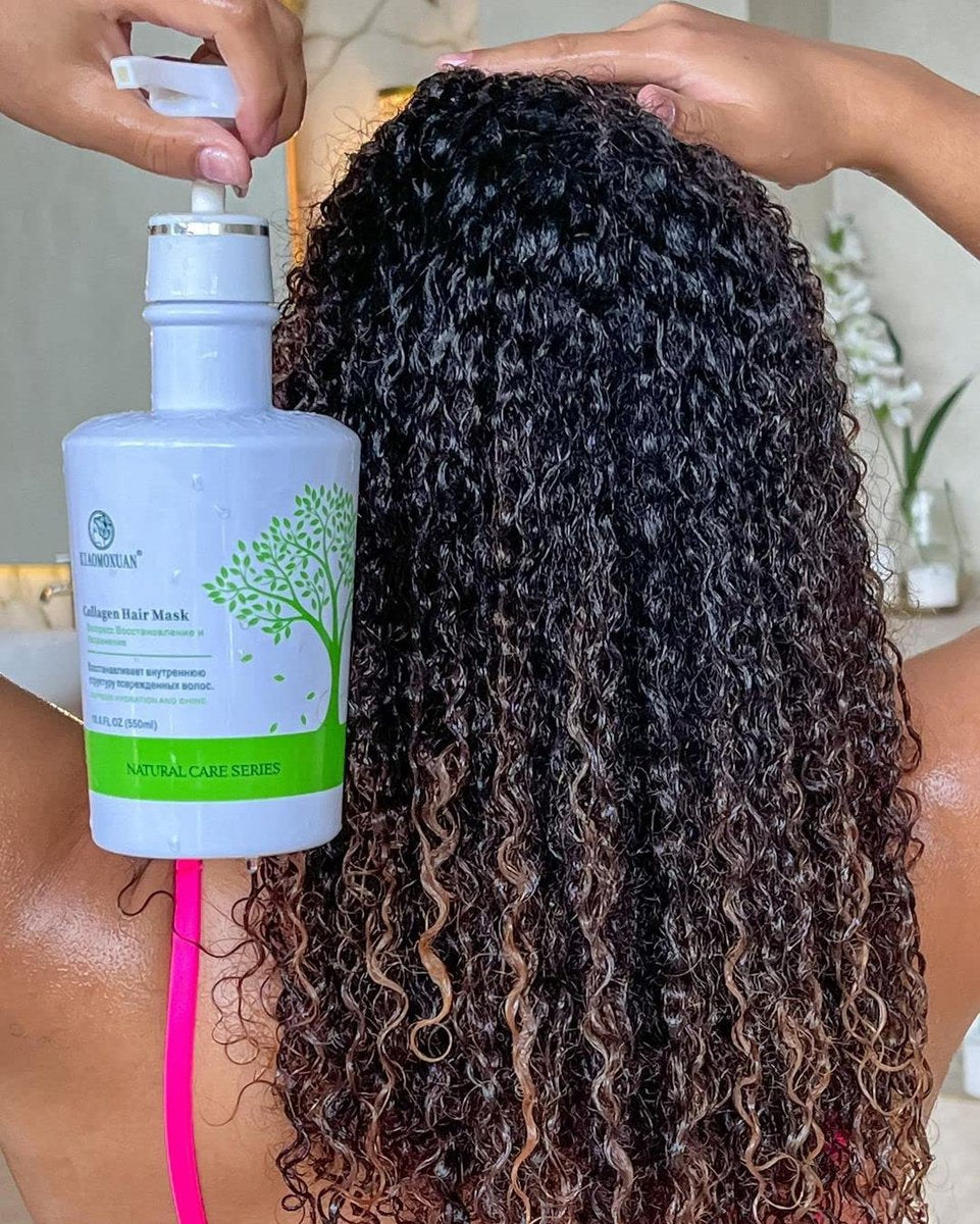 Organic Plant-Based Collagen Hair Mask with Tea Tree Oil for Dry Damaged, Frizzy Hair - Split End Repair, Hydrating & Strengthening (18.6 Fl Oz) Avelisse